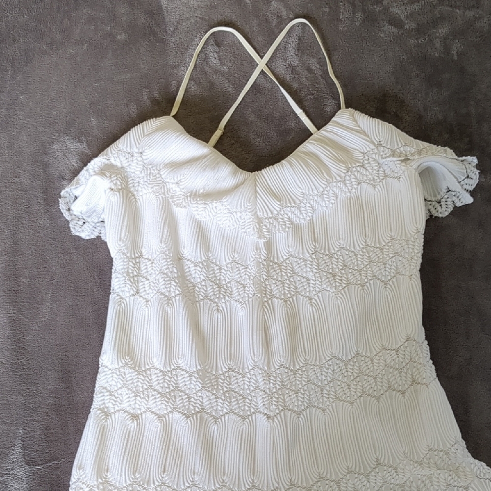 Guess White Jumpsuit with Delicate Lace Accents